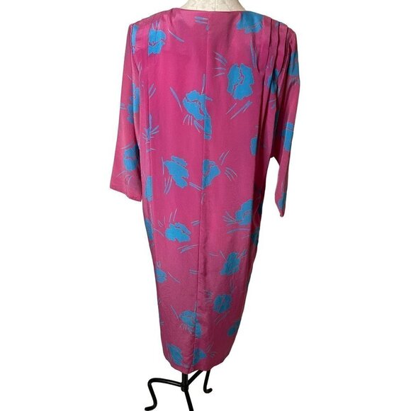 Secrets Vintage Womens Midi Shift Dress Size Large Pink Blue V-Neck Pullover - Picture 3 of 13